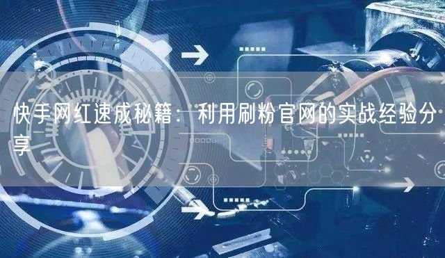 快手网红速成秘籍：利用刷粉官网的实战经验分享